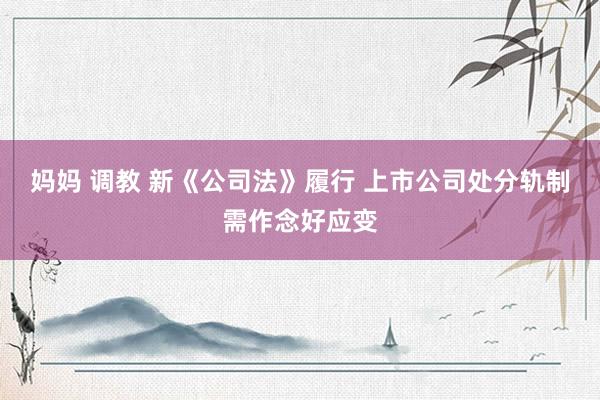 妈妈 调教 新《公司法》履行 上市公司处分轨制需作念好应变