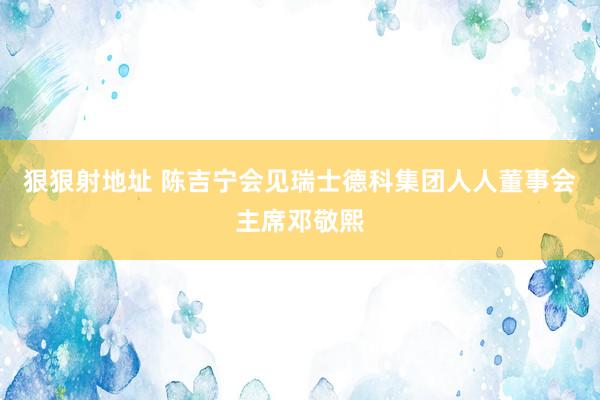 狠狠射地址 陈吉宁会见瑞士德科集团人人董事会主席邓敬熙