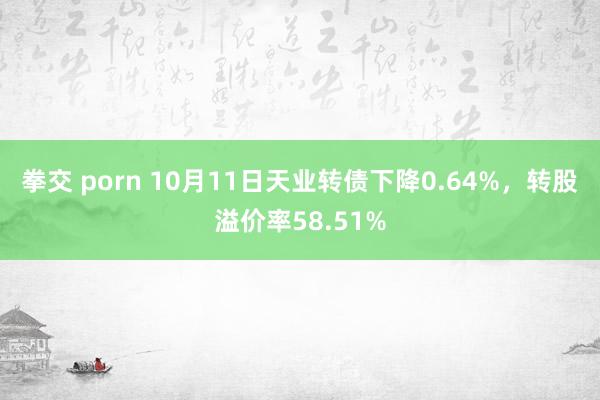 拳交 porn 10月11日天业转债下降0.64%，转股溢价率58.51%