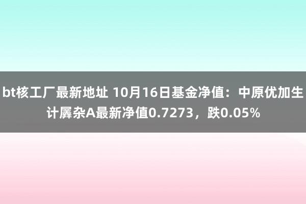 bt核工厂最新地址 10月16日基金净值：中原优加生计羼杂A最新净值0.7273，跌0.05%