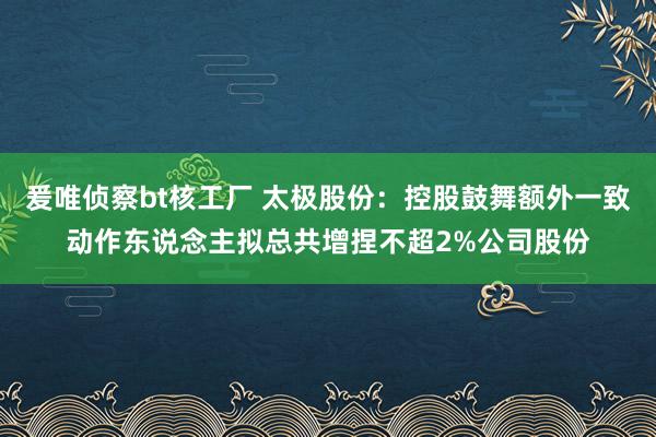 爰唯侦察bt核工厂 太极股份：控股鼓舞额外一致动作东说念主拟总共增捏不超2%公司股份