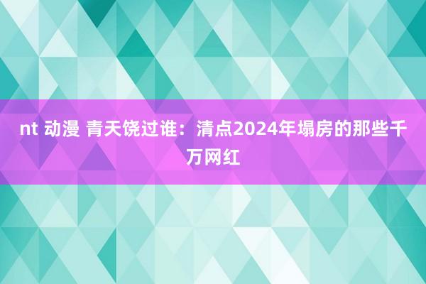 nt 动漫 青天饶过谁：清点2024年塌房的那些千万网红