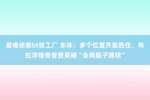 爰唯侦察bt核工厂 东体：多个位置齐能胜任，布拉泽维奇曾赞吴曦“会用脑子踢球”