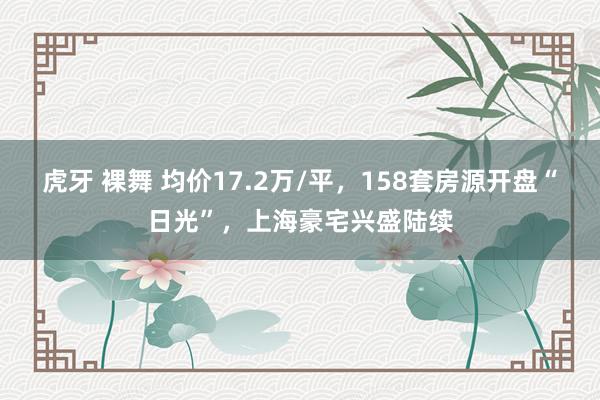 虎牙 裸舞 均价17.2万/平，158套房源开盘“日光”，上海豪宅兴盛陆续