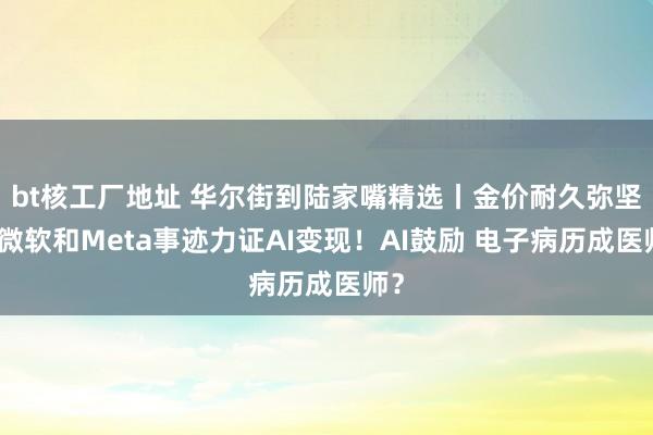 bt核工厂地址 华尔街到陆家嘴精选丨金价耐久弥坚？微软和Meta事迹力证AI变现！AI鼓励 电子病历成医师？