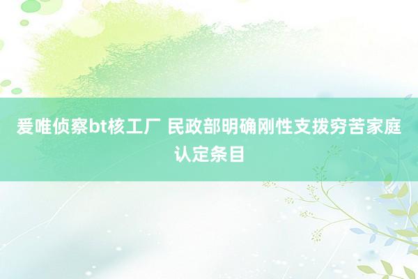 爰唯侦察bt核工厂 民政部明确刚性支拨穷苦家庭认定条目