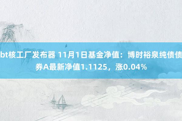 bt核工厂发布器 11月1日基金净值：博时裕泉纯债债券A最新净值1.1125，涨0.04%