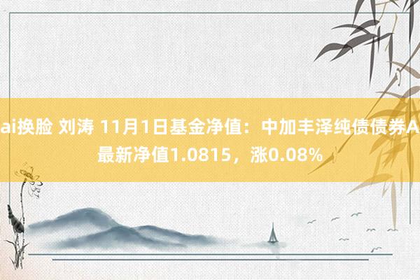 ai换脸 刘涛 11月1日基金净值：中加丰泽纯债债券A最新净值1.0815，涨0.08%