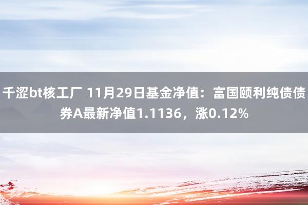 千涩bt核工厂 11月29日基金净值：富国颐利纯债债券A最新净值1.1136，涨0.12%