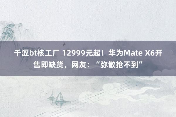 千涩bt核工厂 12999元起！华为Mate X6开售即缺货，网友：“弥散抢不到”