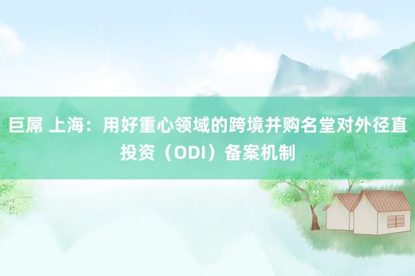 巨屌 上海：用好重心领域的跨境并购名堂对外径直投资（ODI）备案机制