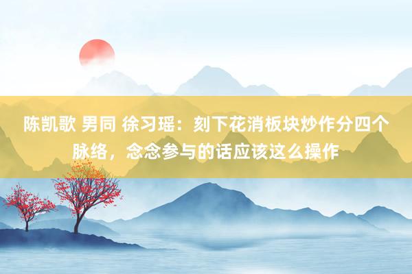 陈凯歌 男同 徐习瑶：刻下花消板块炒作分四个脉络，念念参与的话应该这么操作