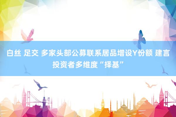 白丝 足交 多家头部公募联系居品增设Y份额 建言投资者多维度“择基”