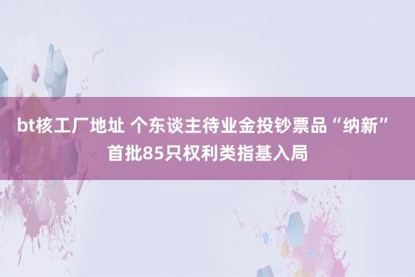 bt核工厂地址 个东谈主待业金投钞票品“纳新” 首批85只权利类指基入局