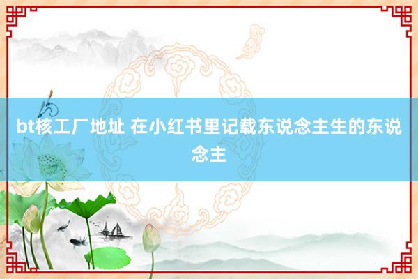 bt核工厂地址 在小红书里记载东说念主生的东说念主