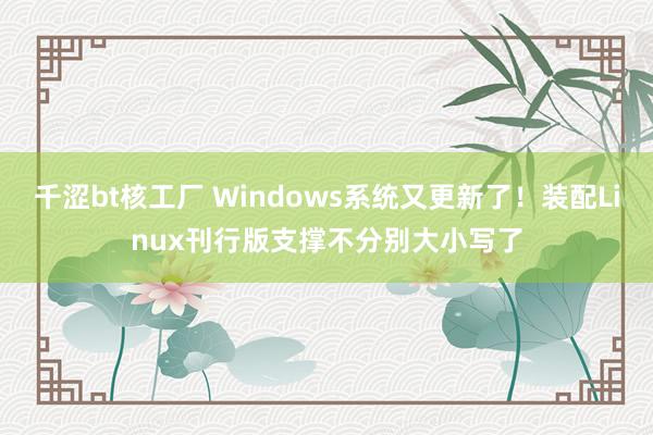 千涩bt核工厂 Windows系统又更新了！装配Linux刊行版支撑不分别大小写了