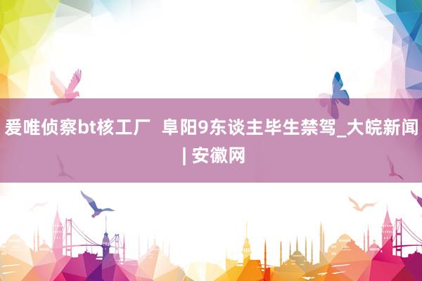 爰唯侦察bt核工厂  阜阳9东谈主毕生禁驾_大皖新闻 | 安徽网