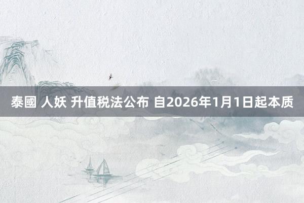 泰國 人妖 升值税法公布 自2026年1月1日起本质