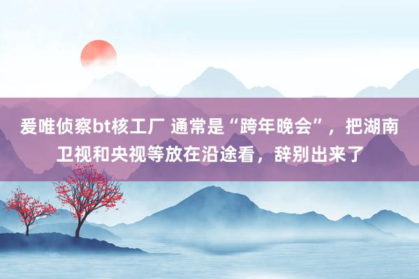 爰唯侦察bt核工厂 通常是“跨年晚会”，把湖南卫视和央视等放在沿途看，辞别出来了