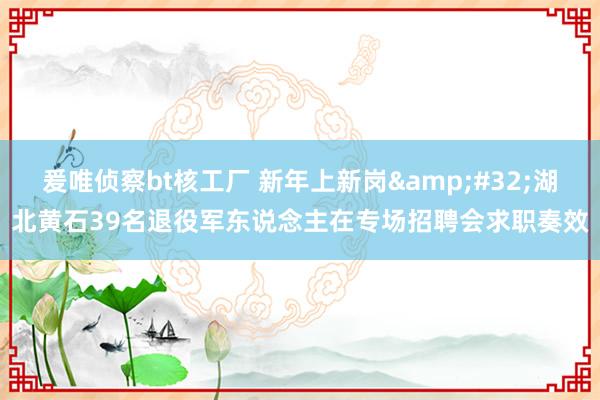 爰唯侦察bt核工厂 新年上新岗&#32;湖北黄石39名退役军东说念主在专场招聘会求职奏效