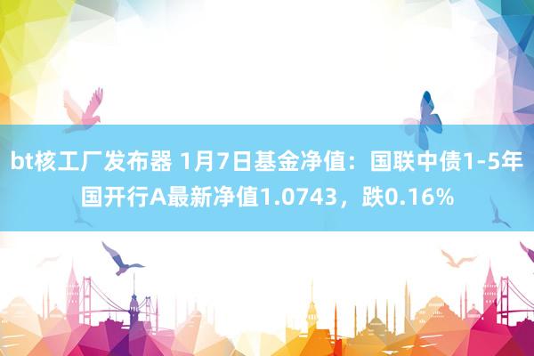 bt核工厂发布器 1月7日基金净值：国联中债1-5年国开行A最新净值1.0743，跌0.16%