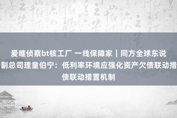 爰唯侦察bt核工厂 一线保障家｜同方全球东说念主寿副总司理童伯宁：低利率环境应强化资产欠债联动措置机制