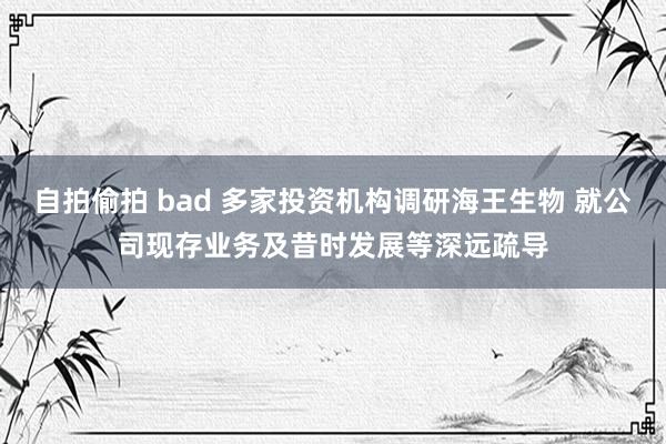 自拍偷拍 bad 多家投资机构调研海王生物 就公司现存业务及昔时发展等深远疏导