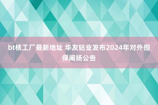 bt核工厂最新地址 华友钴业发布2024年对外担保阐扬公告