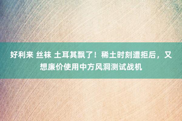 好利来 丝袜 土耳其飘了！稀土时刻遭拒后，又想廉价使用中方风洞测试战机