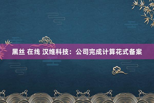 黑丝 在线 汉维科技：公司完成计算花式备案